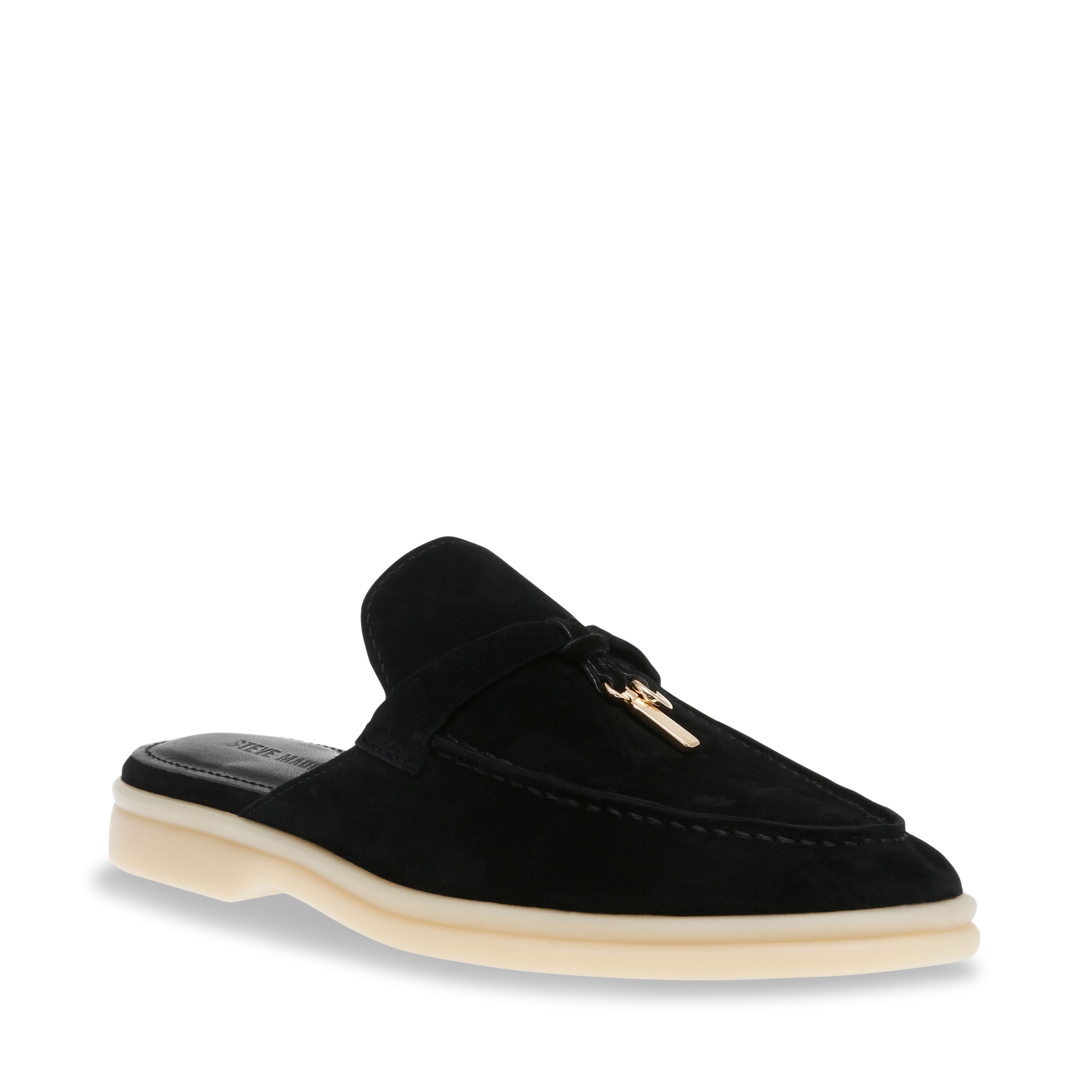 Steve Madden Patrizia sandale plate noir suède