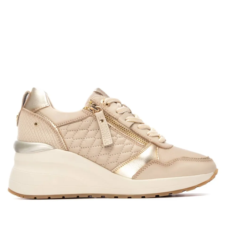 Carmela 16244603 baskets compensées femme beige cuir