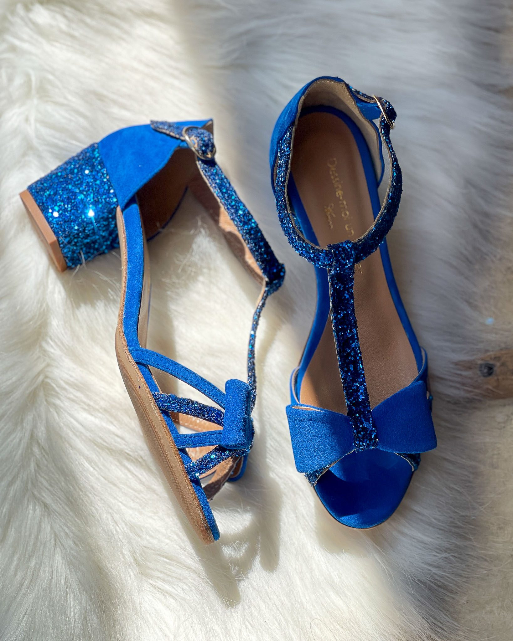 Dessine Moi Un Soulier Chloé sandale velours bleu électrique