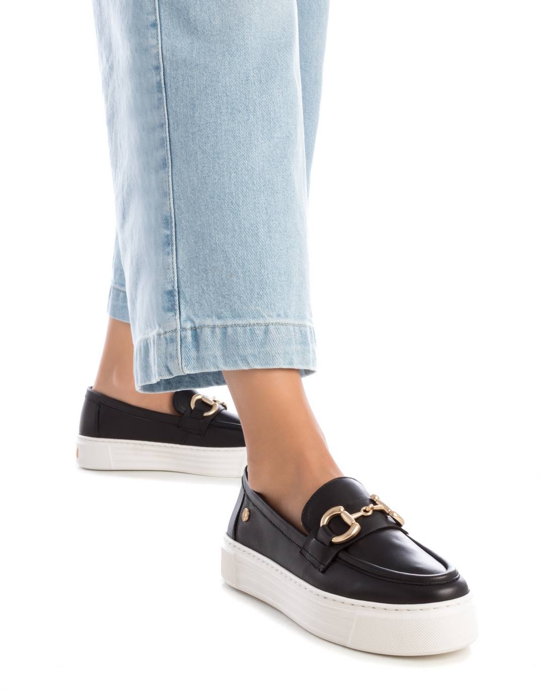 Carmela 16131903 mocassin femme noir cuir plat