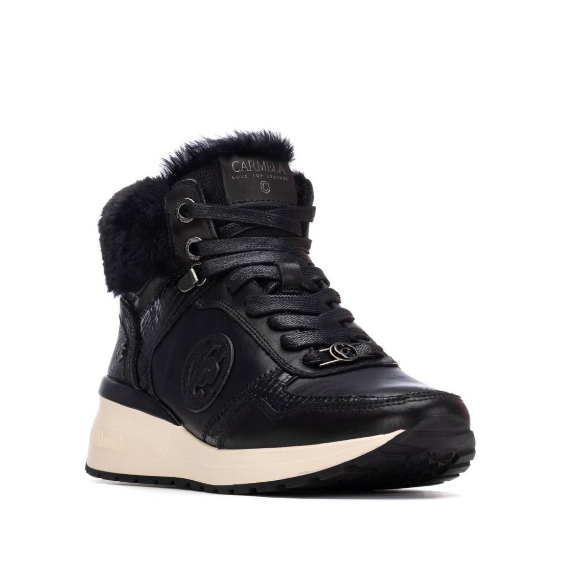 Carmela 16265402 bottines femme noir cuir fourré