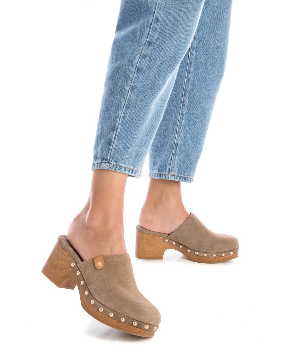 Carmela 16147502 sabots cuir marron talon 7 cm