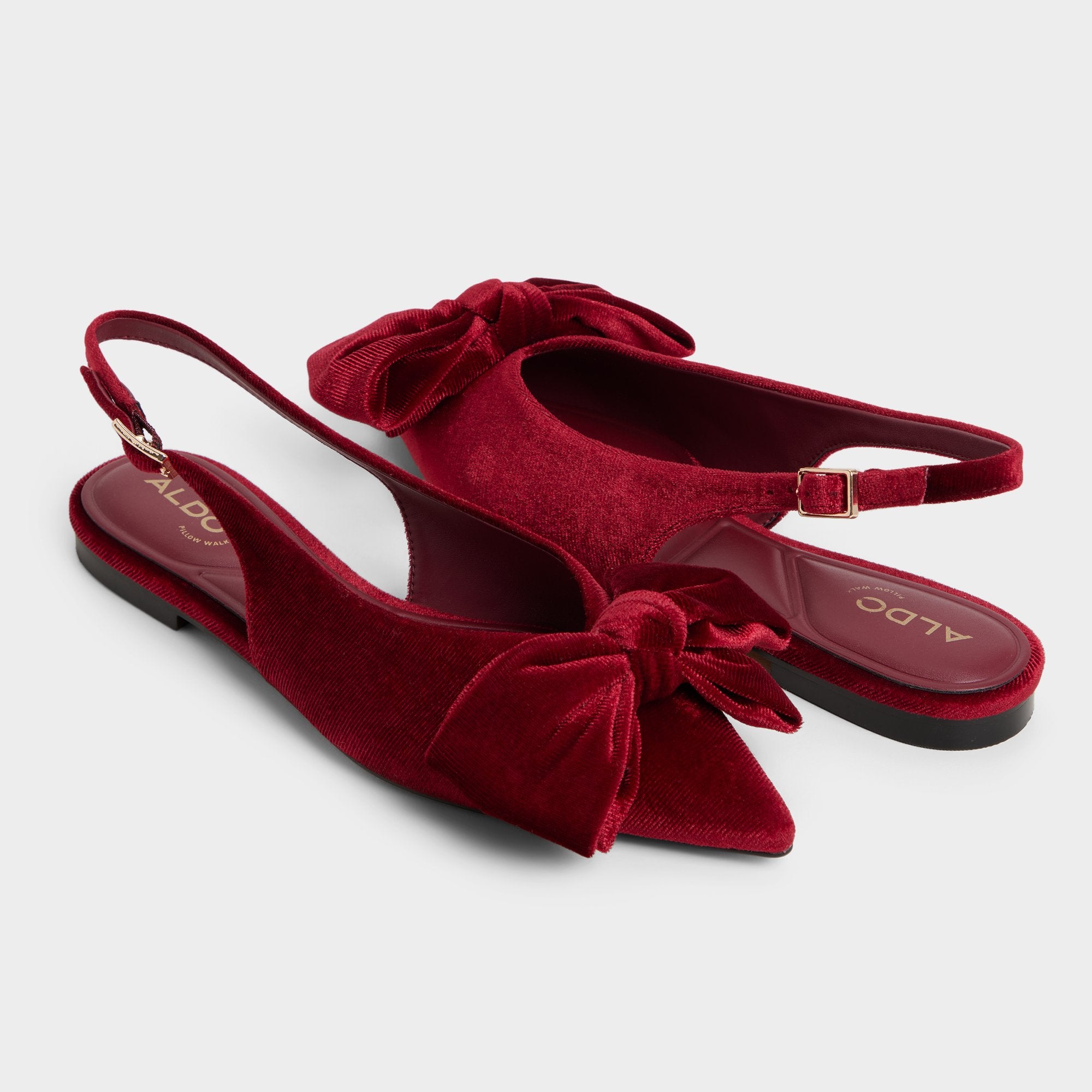 ALDO Festive ballerines rouge velours nœud