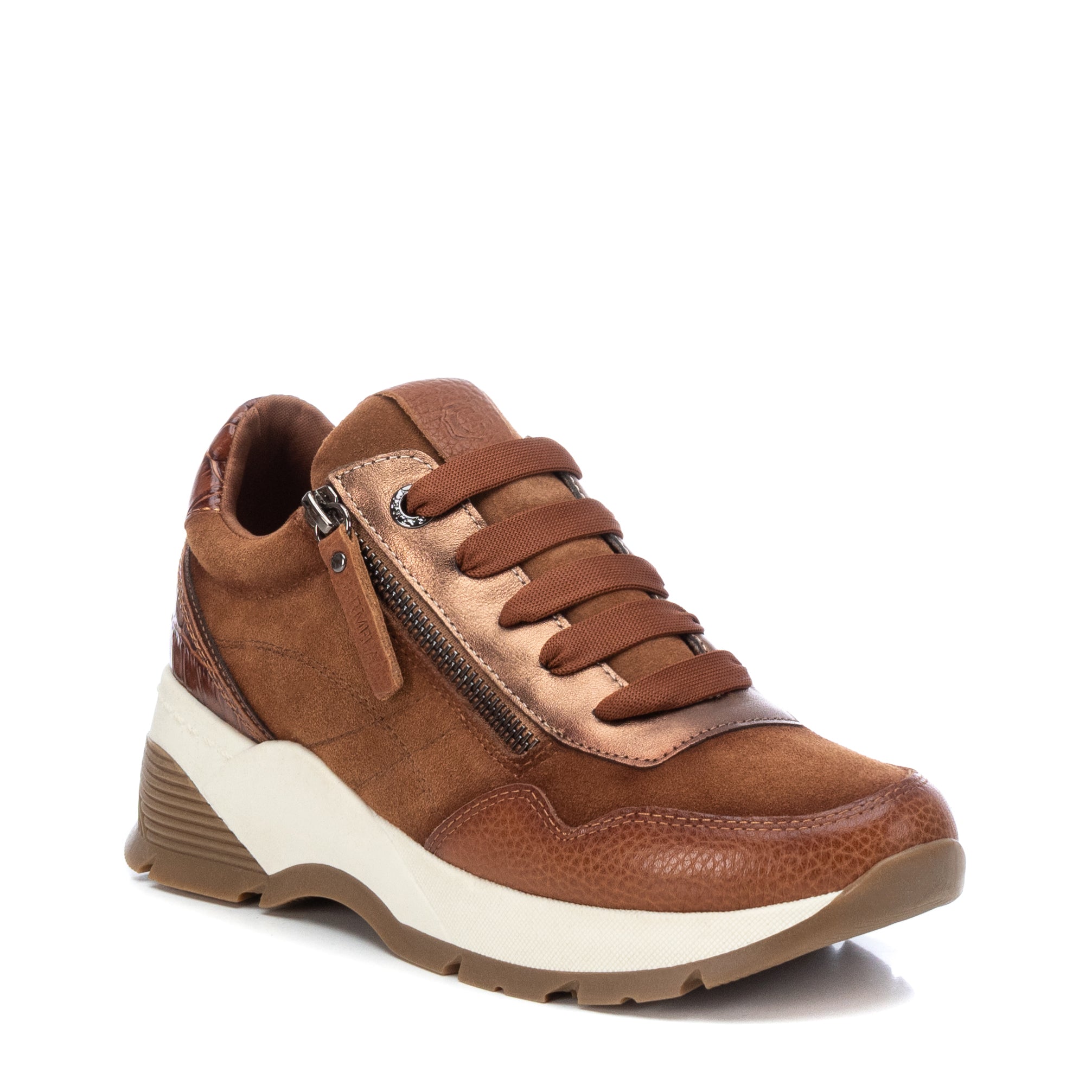Carmela 16019503 baskets femme cuir marron zip