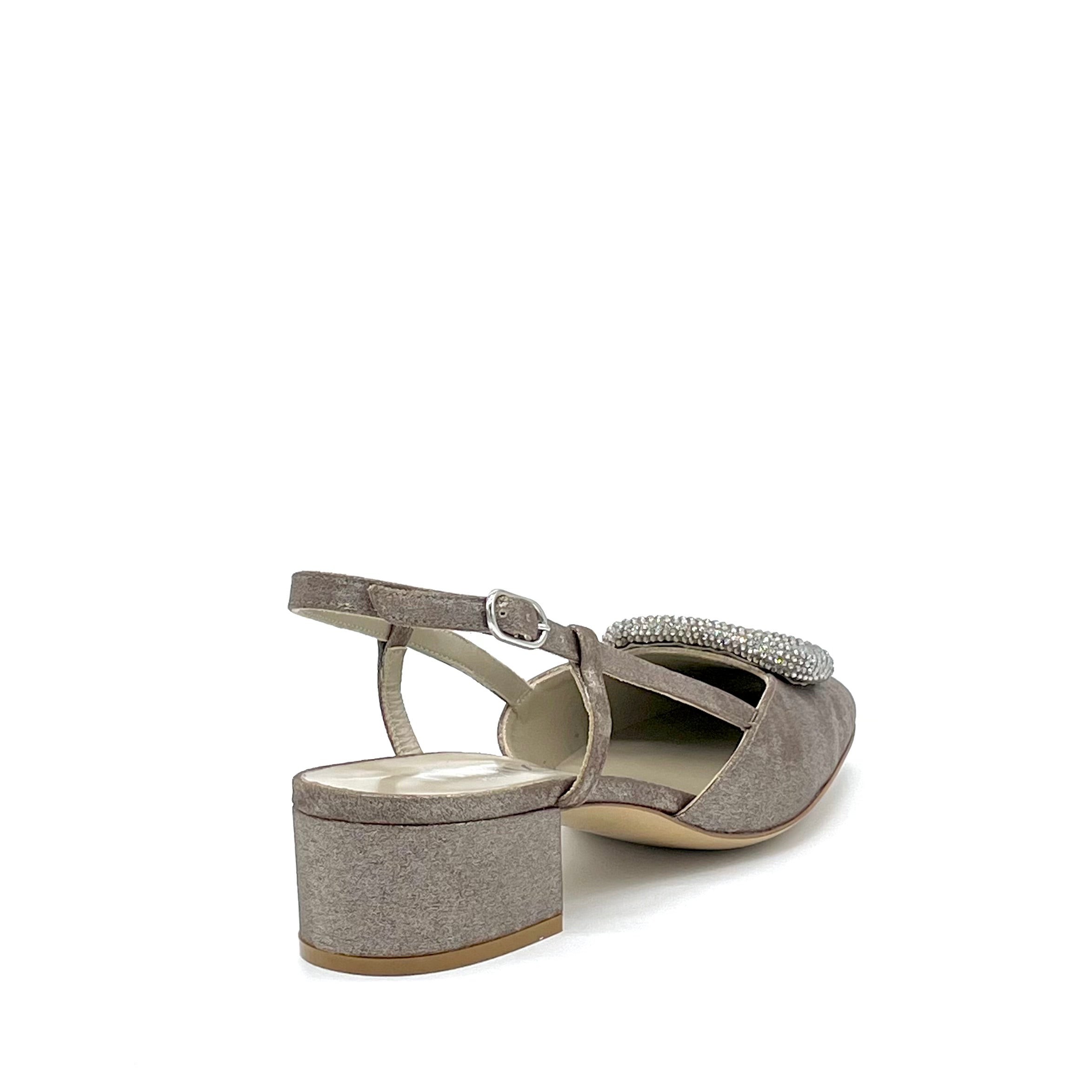 Elata 15131 slingback étain satiné talon 3,5 cm
