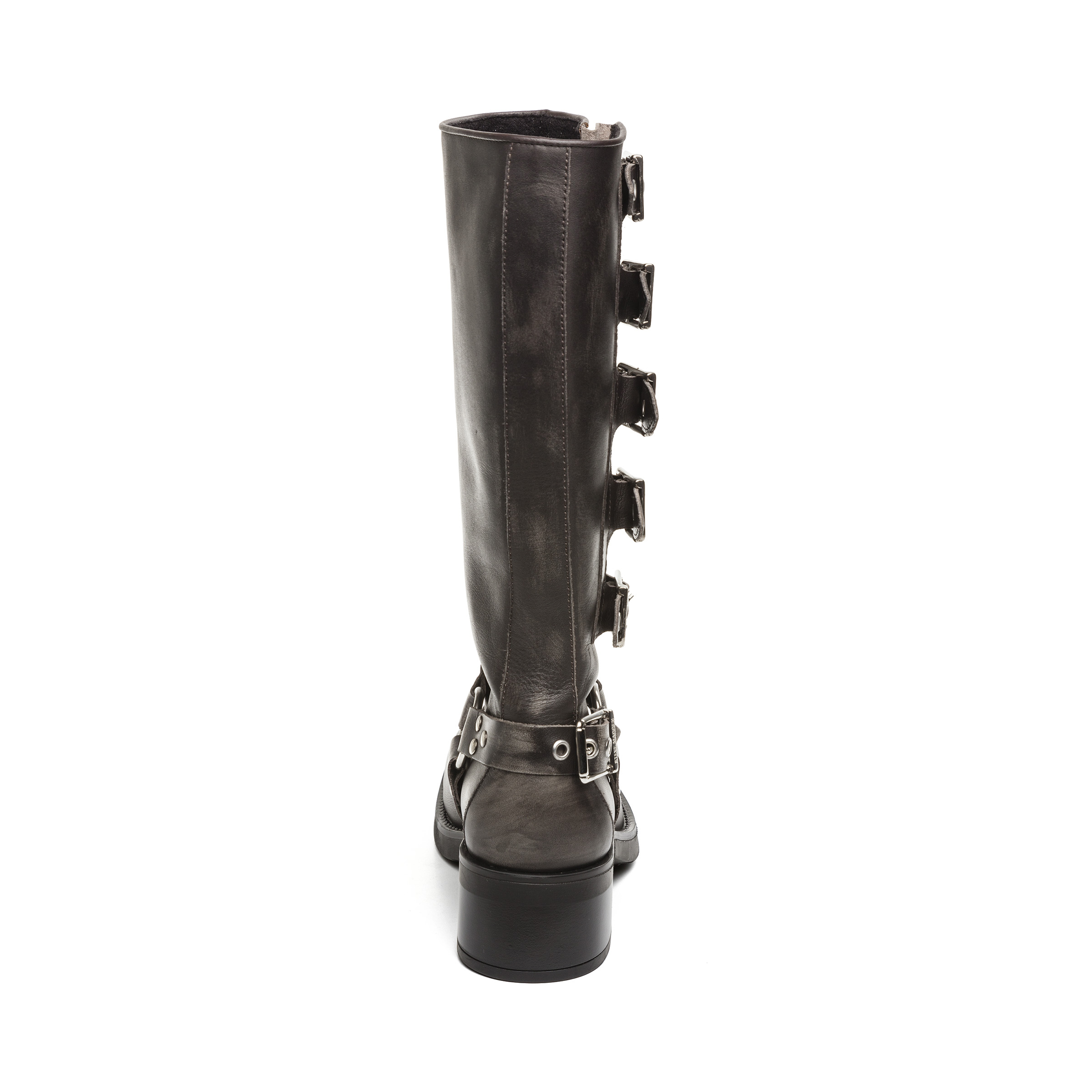 Steve Madden Battle botte cuir gris talon 4 cm