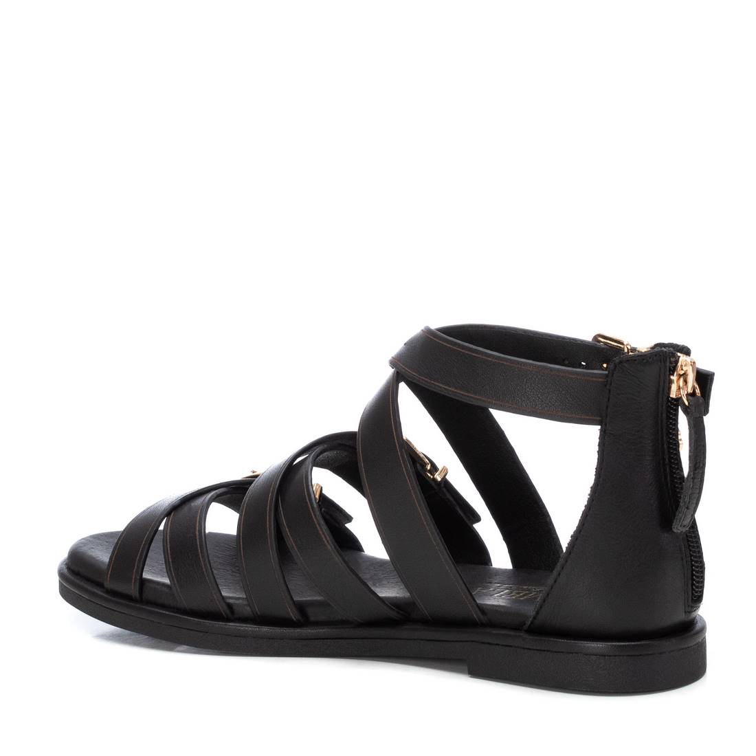 Carmela 16148701 sandales romaines noir cuir plates