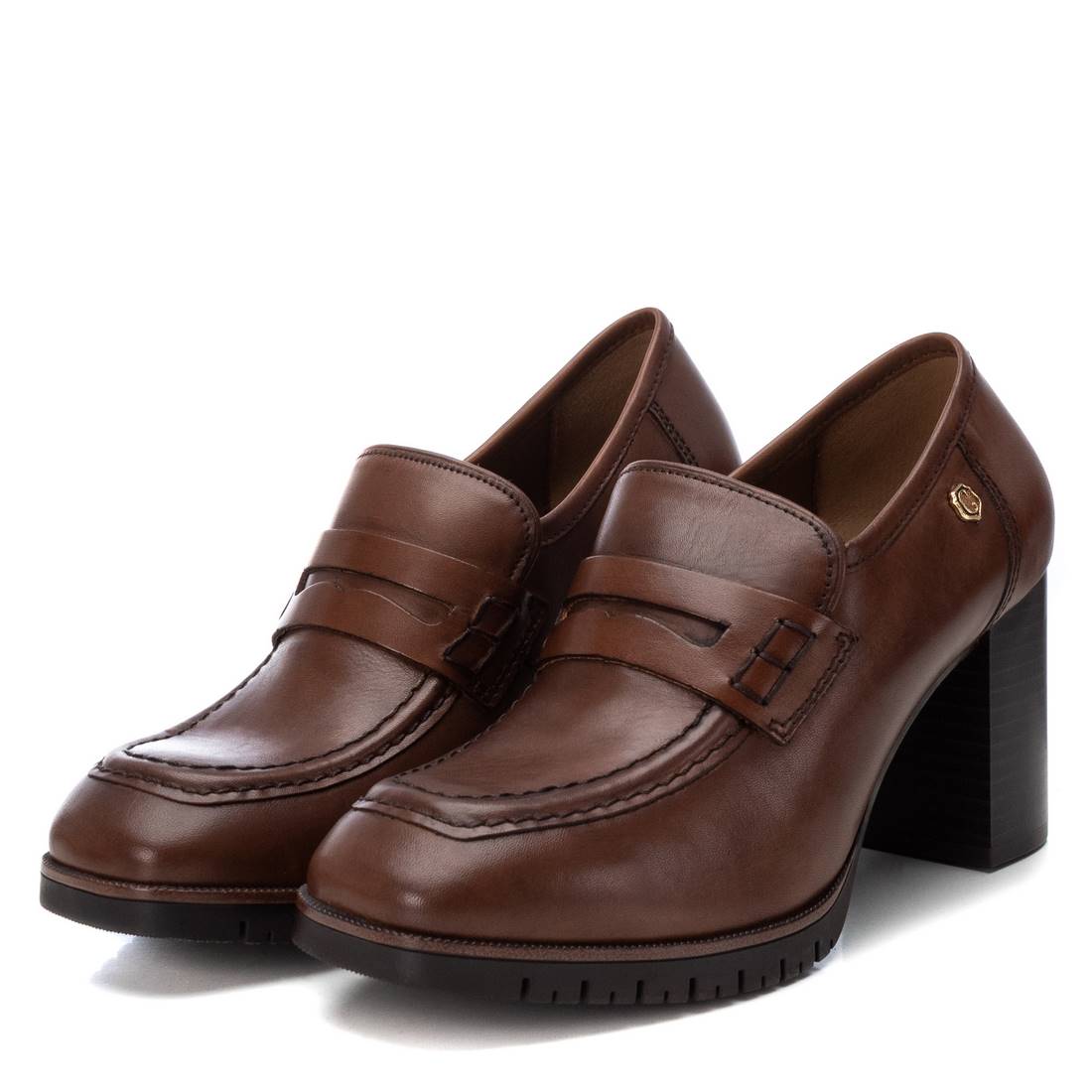 Carmela 16180402 mocassin cuir marron talon 8 cm