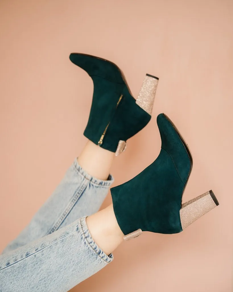 Dessine Moi Un Soulier bottine talon velours sapin paillette