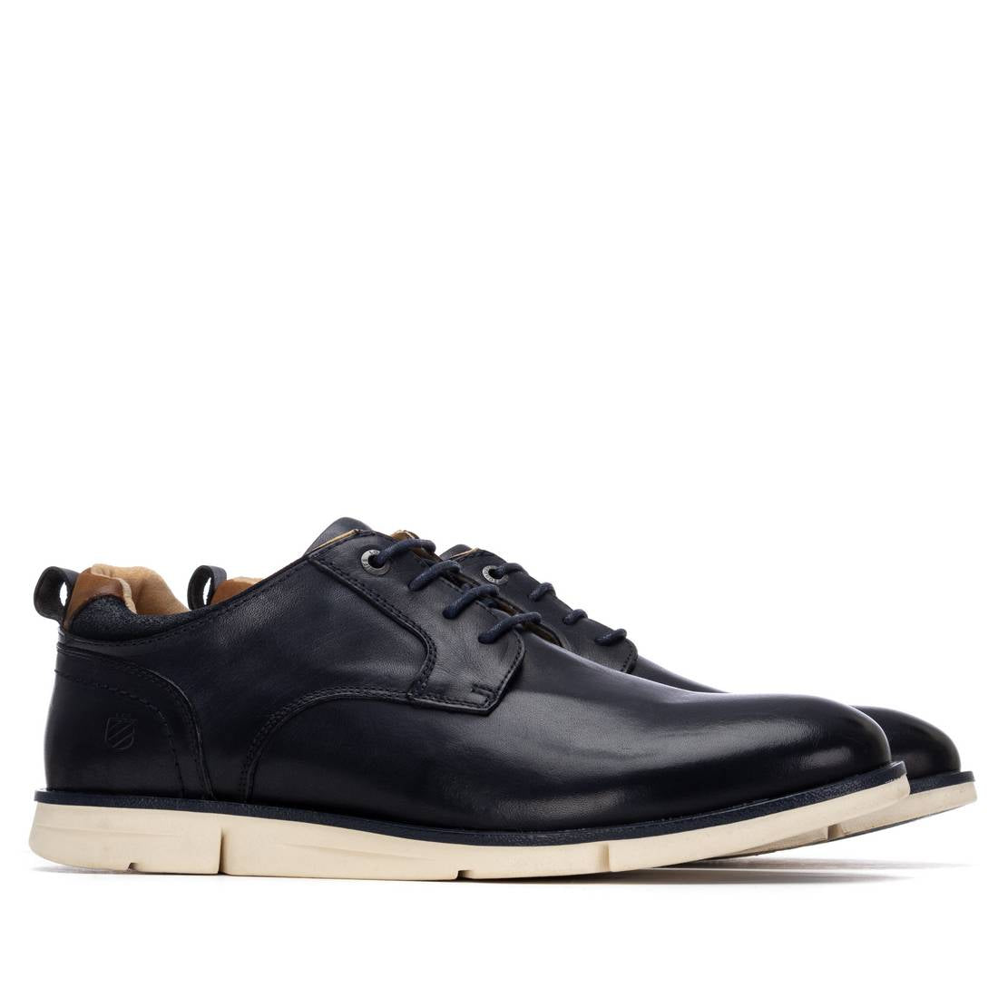 Carmela 16390902 derby homme cuir bleu marine plat