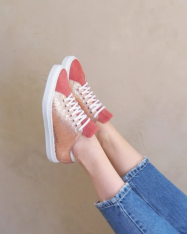 Dessine Moi Un Soulier baskets lacets caviar vieux rose thé