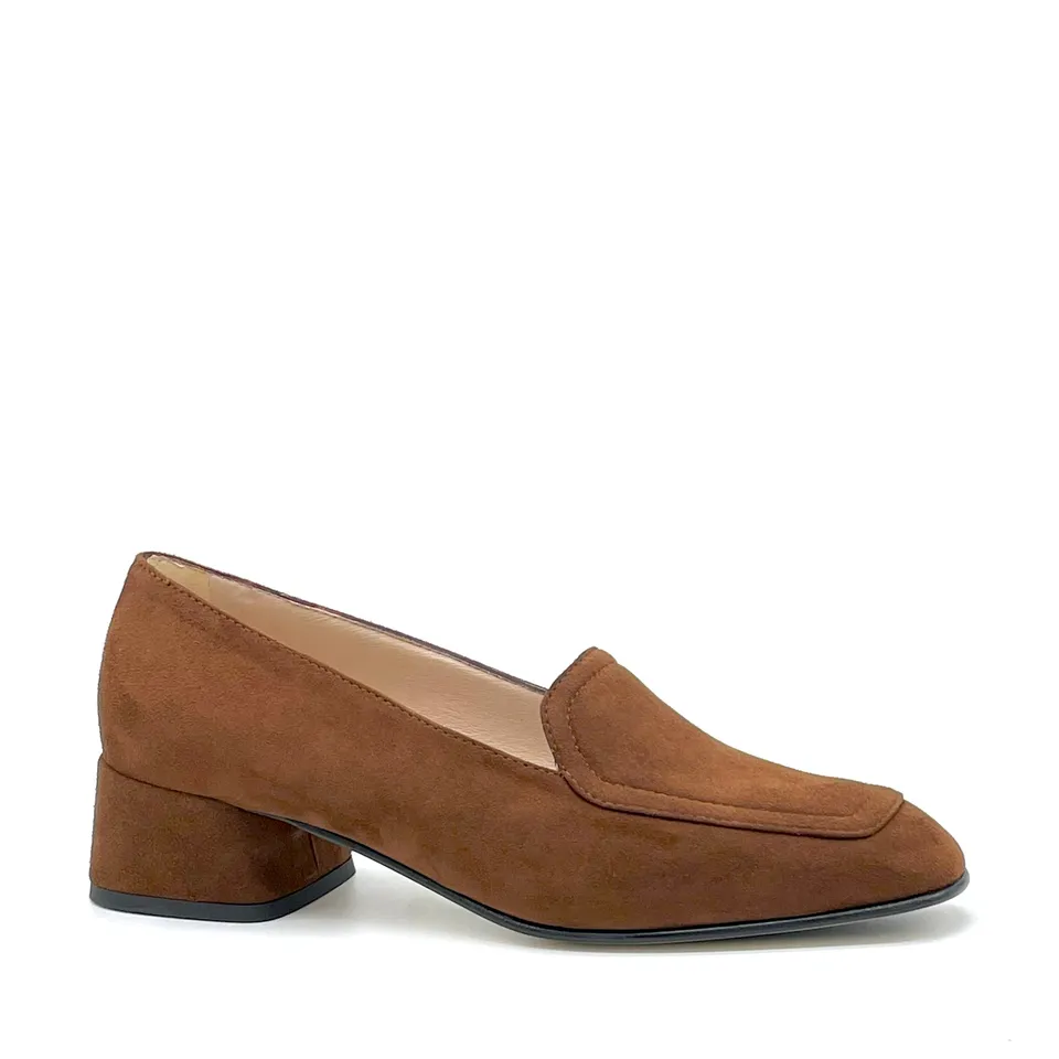 ELATA 55531 mocassin daim marron talon 3,5 cm
