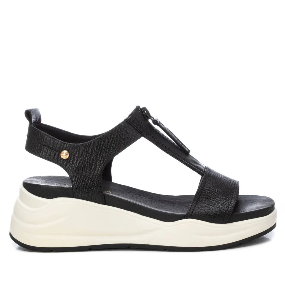 Carmela 16155004 sandale cuir noir zip