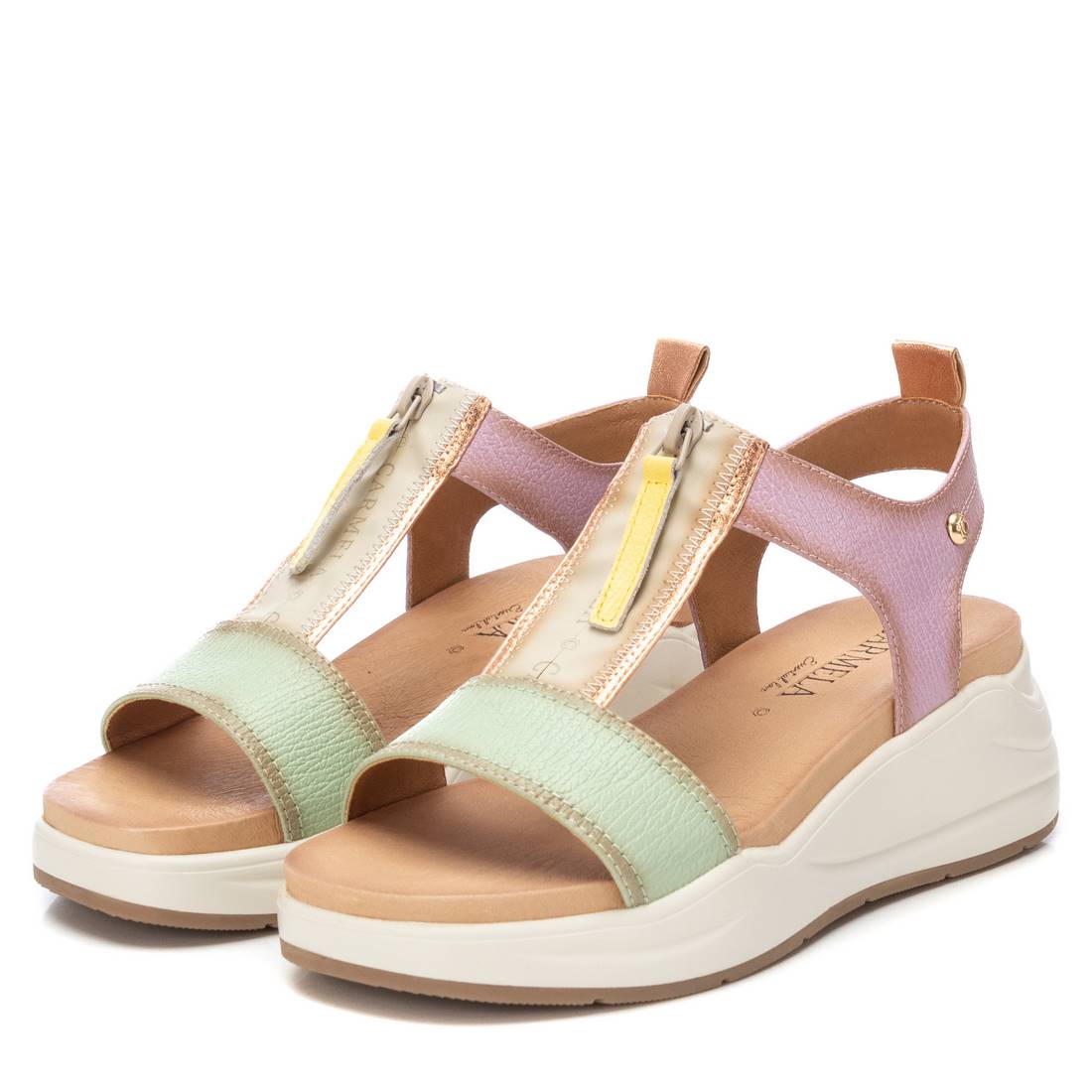 Carmela 16155001 sandale vert cuir talon moyen