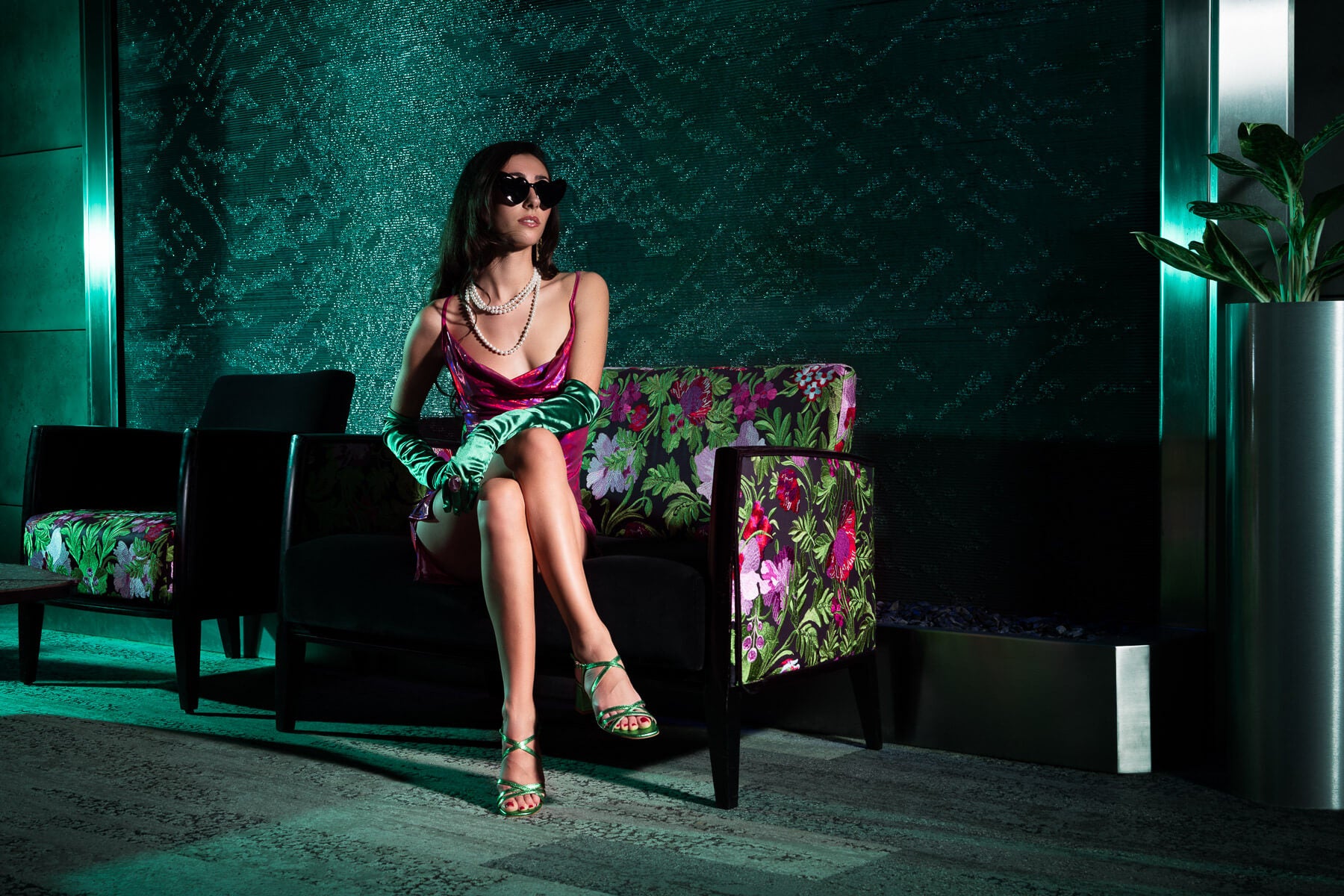 Coralie Masson Soho sandales vert métallisé cuir talon 5 cm