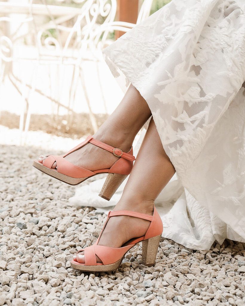 Dessine Moi Un Soulier Salomé ouverte babies velours corail paillettes