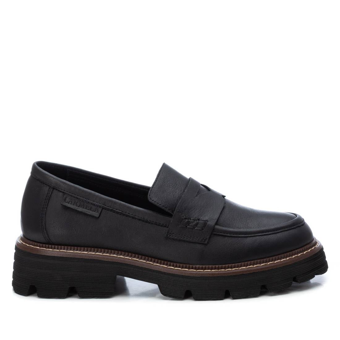 Carmela 16114601 mocassins cuir noir plat