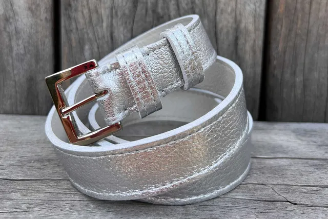 Coralie Masson Manon ceinture cuir argenté 2,8 cm
