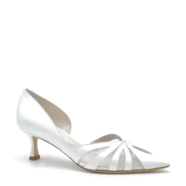 Elata S2536 escarpins mariée cuir perlé blanc