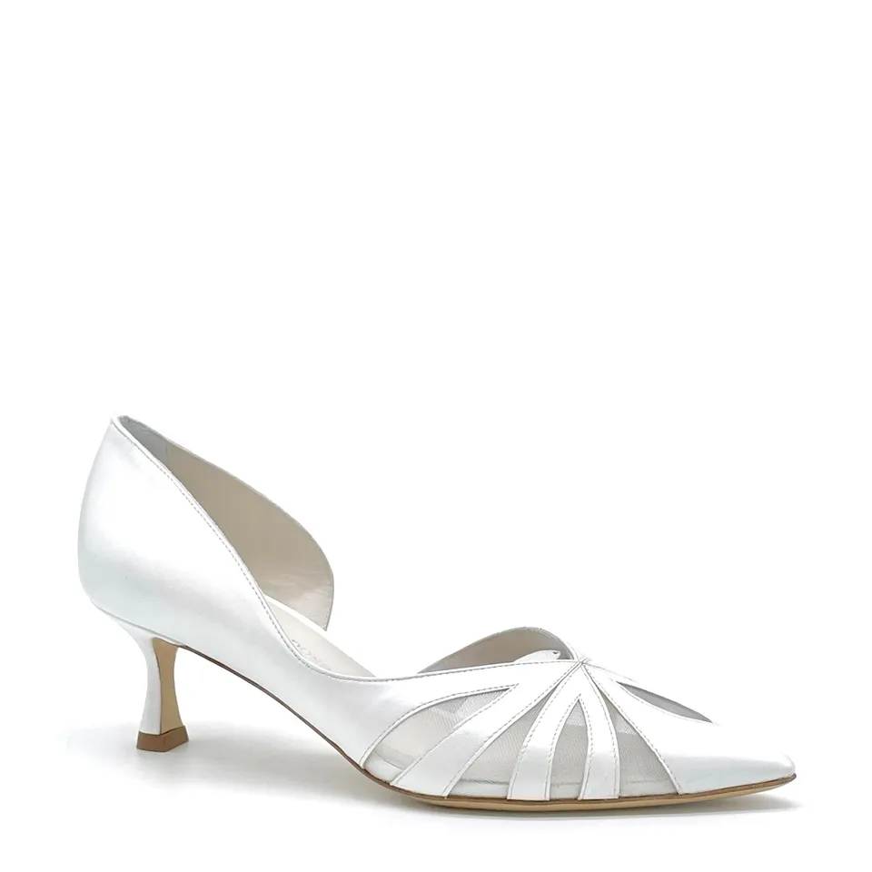 Elata S2536 escarpins mariée cuir perlé blanc
