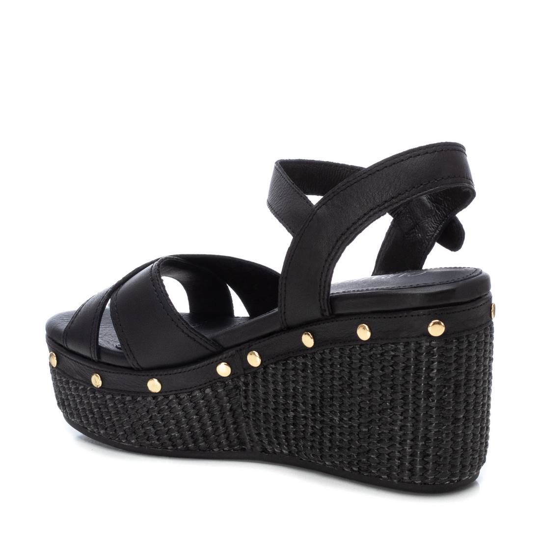 Carmela 16075001 sandale cuir noir compensée 9 cm