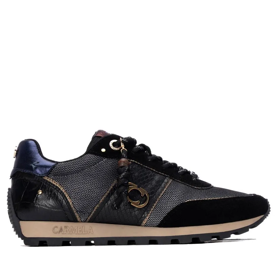 Carmela 16423703 baskets cuir noir semelle crantée