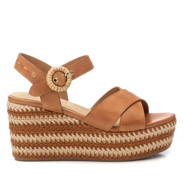 Carmela 16223803 sandales femme camel cuir compensées