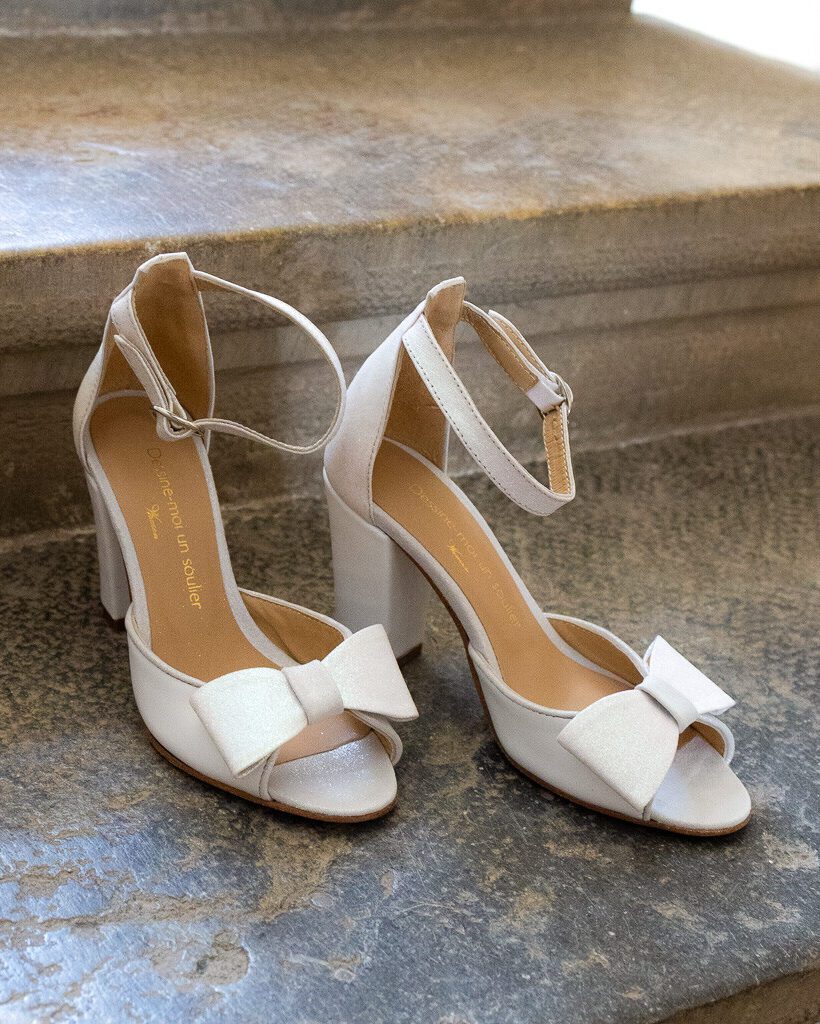 Dessine Moi Un Soulier Charlotte sandale blanche cuir paillettes