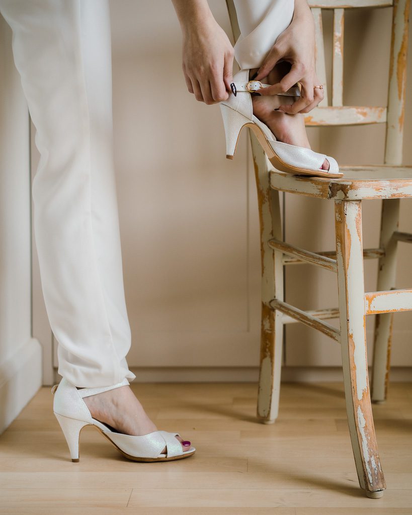Dessine Moi Un Soulier salomé ouverte paillettes blanches