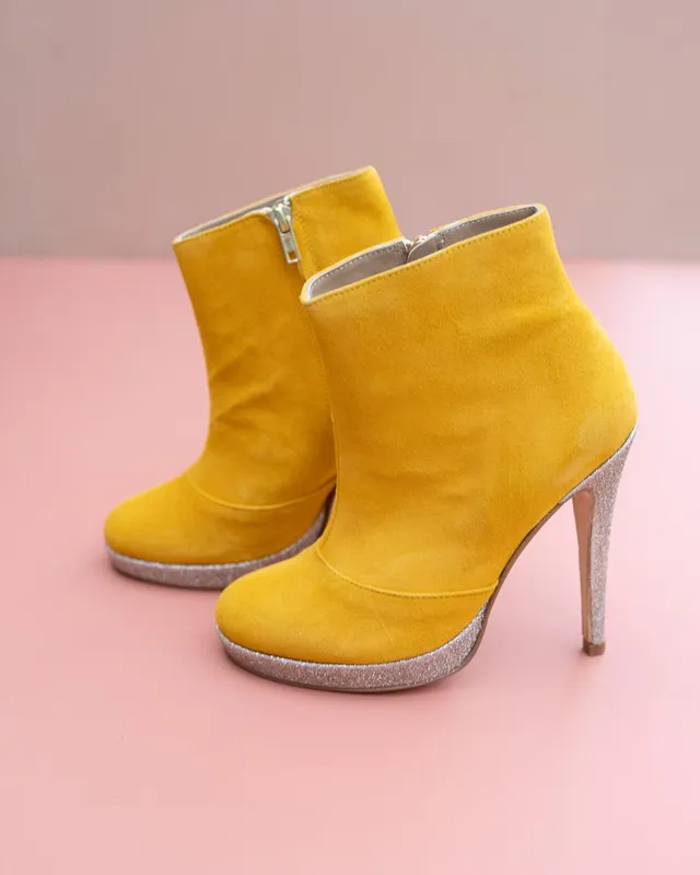 Dessine Moi Un Soulier bottine plateforme moutarde plate