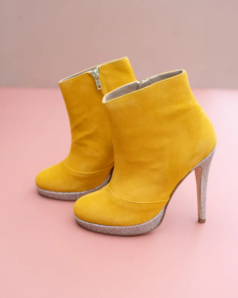 Dessine Moi Un Soulier bottine plateforme moutarde plate