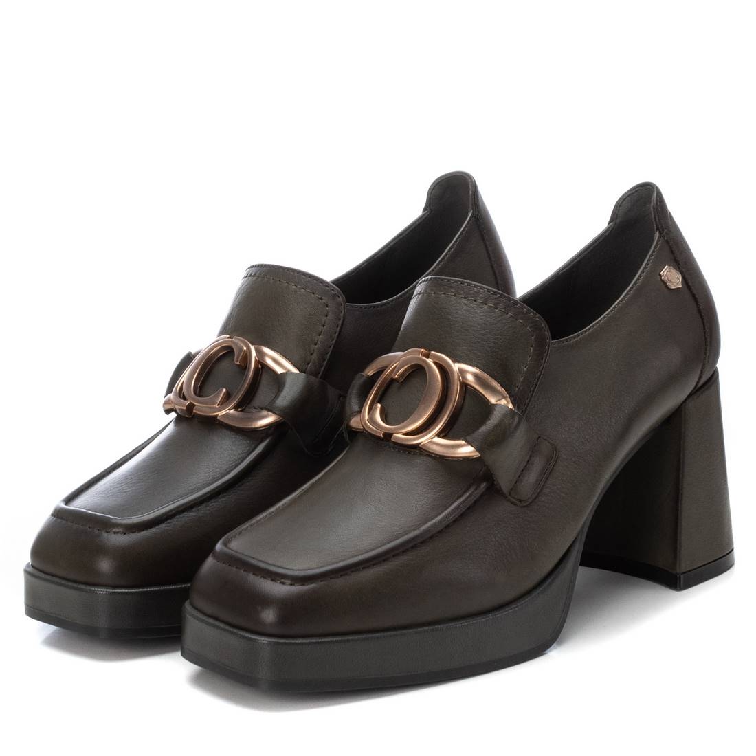 Carmela 16184902 mocassin vert cuir véritable talon