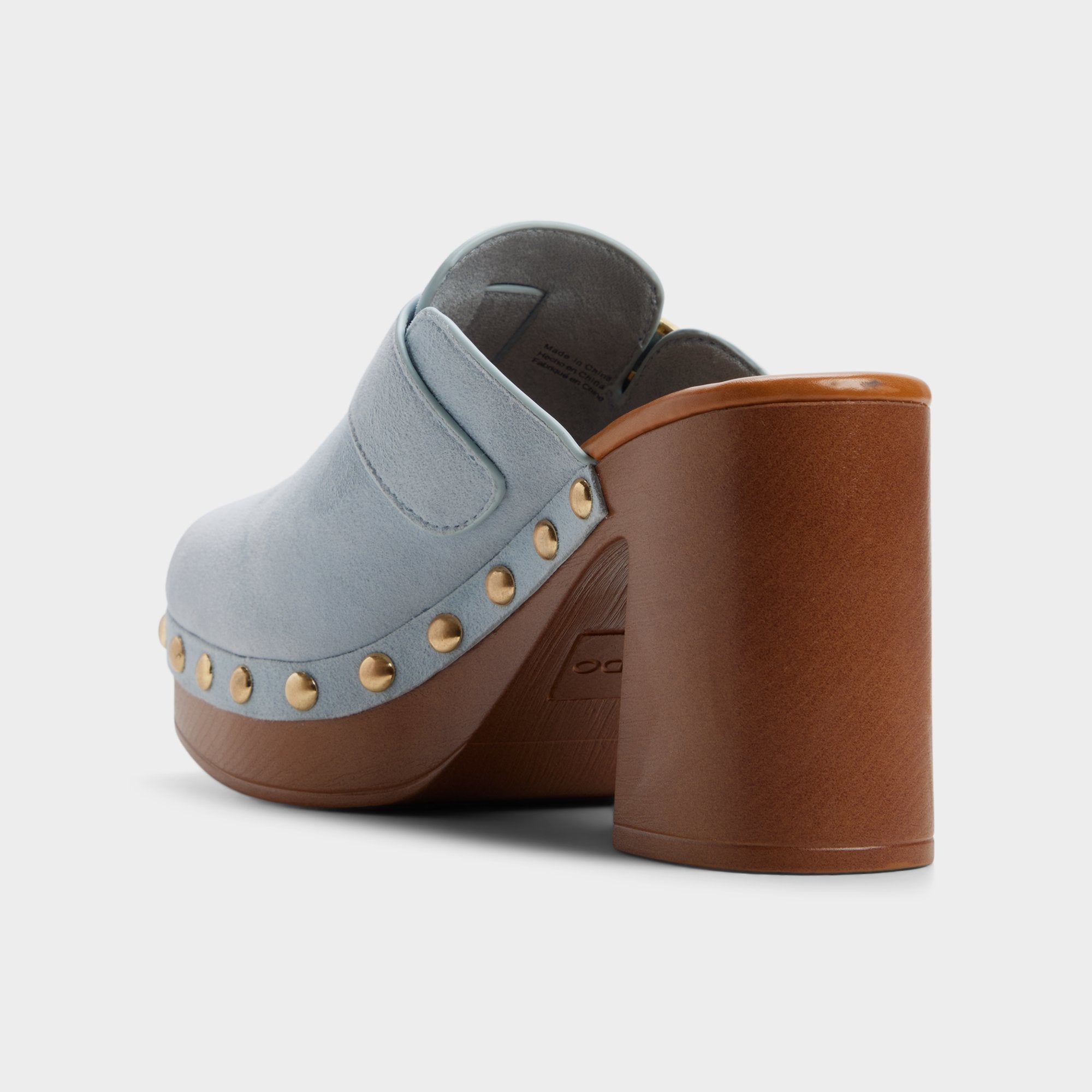 ALDO Miloria mules daim bleu talon bloc clouté