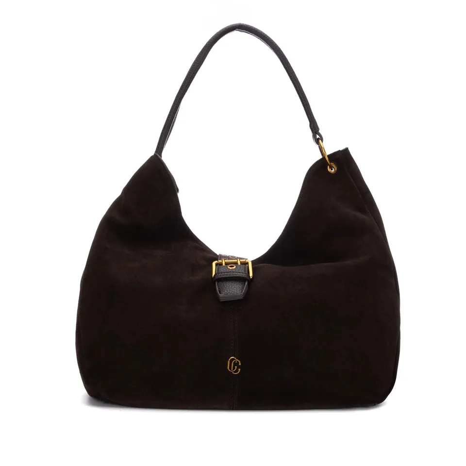 Carmela 18623902 sac épaule cuir marron daim 44 cm