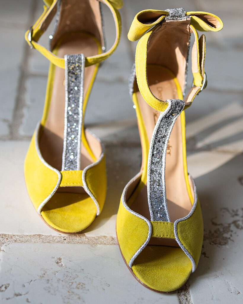 Dessine Moi Un Soulier Charlotte high sandale velours jaune 36
