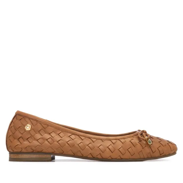 Carmela 16300102 ballerine femme camel cuir tressé plat