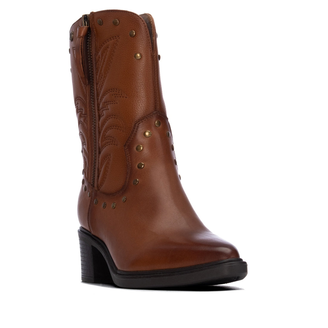 Carmela 16425103 bottine femme camel cuir talon bas