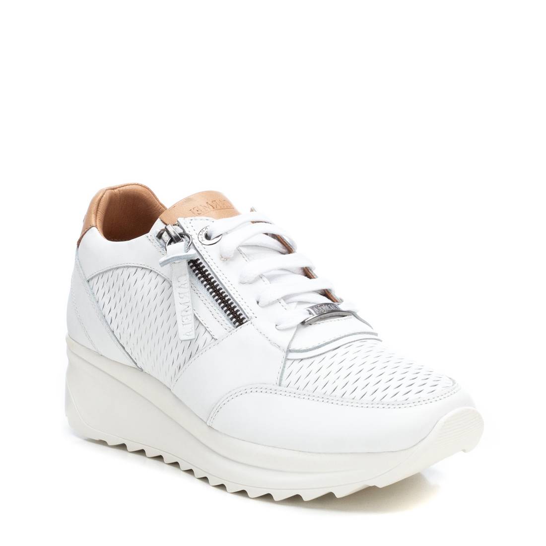 Carmela 16070903 baskets cuir blanc zip talon plat