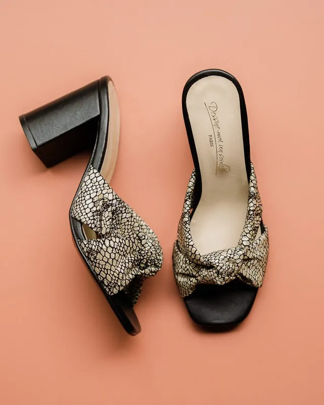 Dessine Moi Un Soulier Suzanne mule cuir noir python