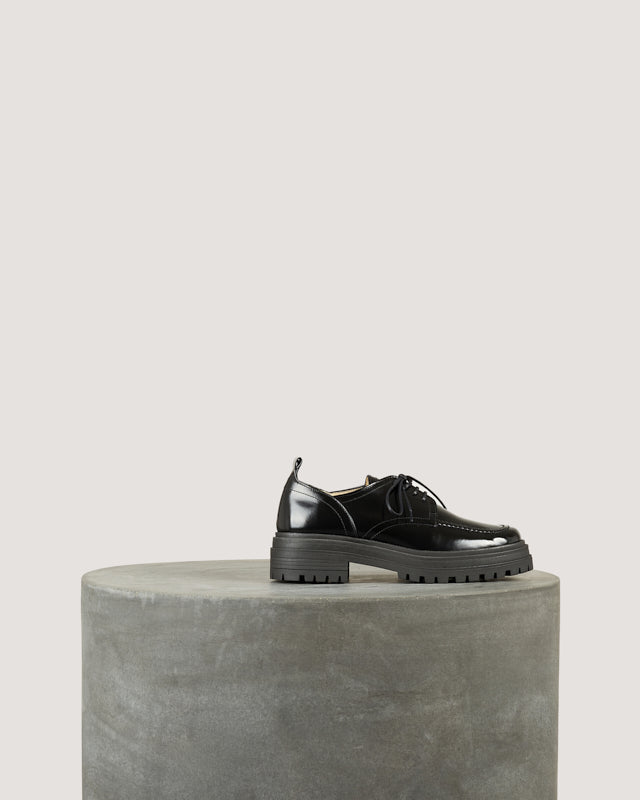 Tila March Léo derby noir cuir glacé semelle crantée