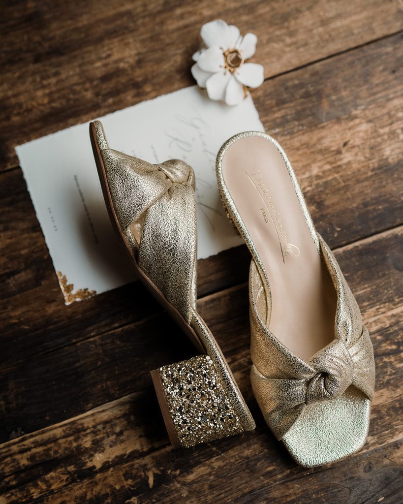 Dessine Moi Un Soulier Suzanne mule irisé champagne talon haut