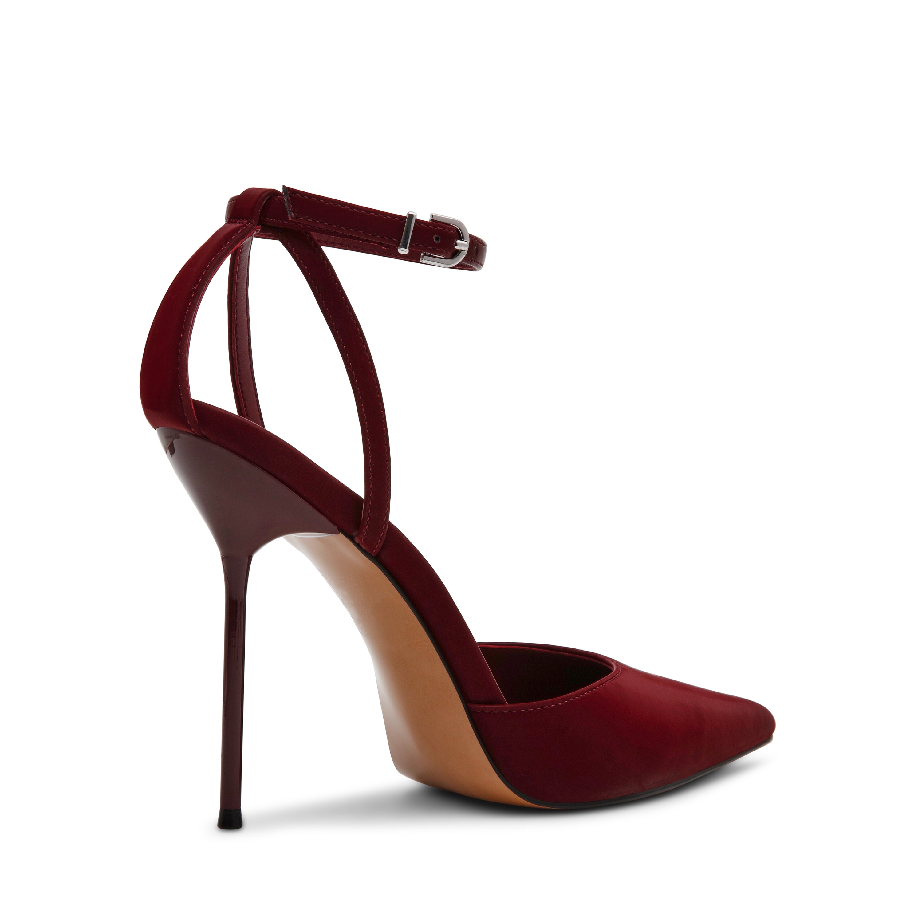 Steve Madden Morrie sandale bordeaux satin talon 10 cm