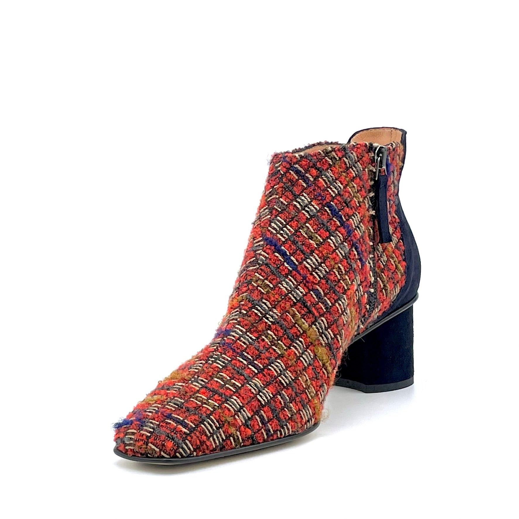 ELATA 54545 bottines bouclé rouge daim bleu talon 5,5 cm