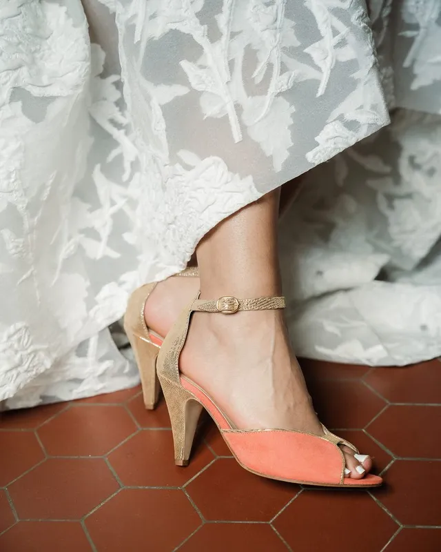 Dessine Moi Un Soulier Charlotte sandale velours corail bronze