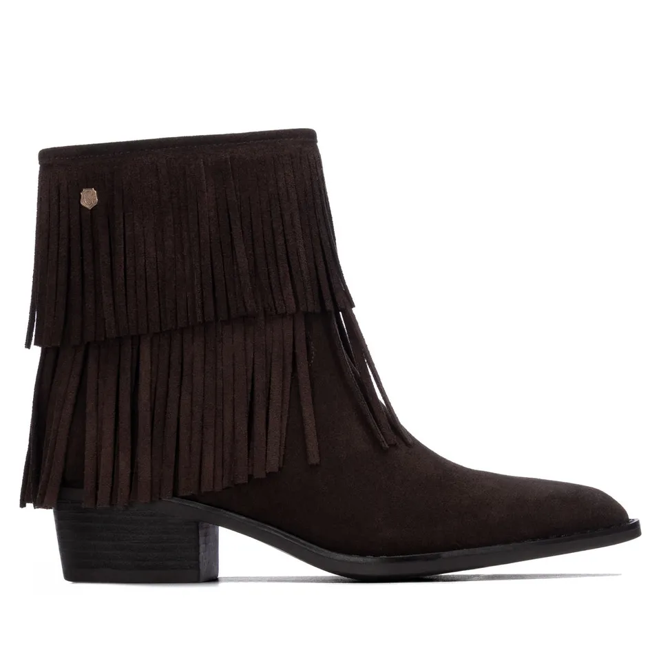 Carmela 16439502 bottine femme marron daim franges