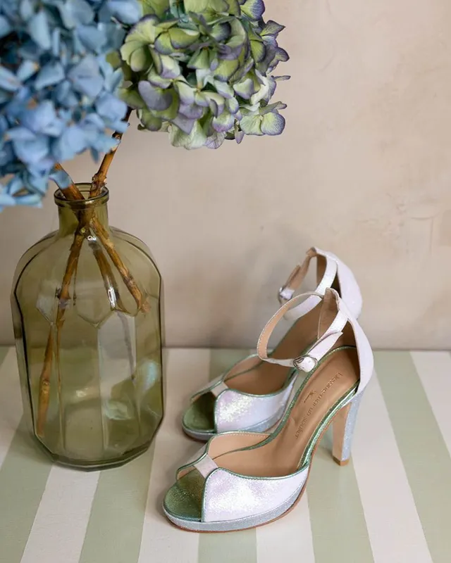 Dessine Moi Un Soulier Charlotte sandales plateforme paillettes blanches