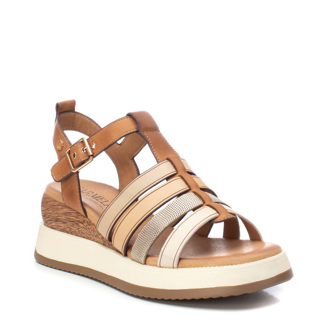 Carmela 16160701 sandale romaine cuir marron compensée