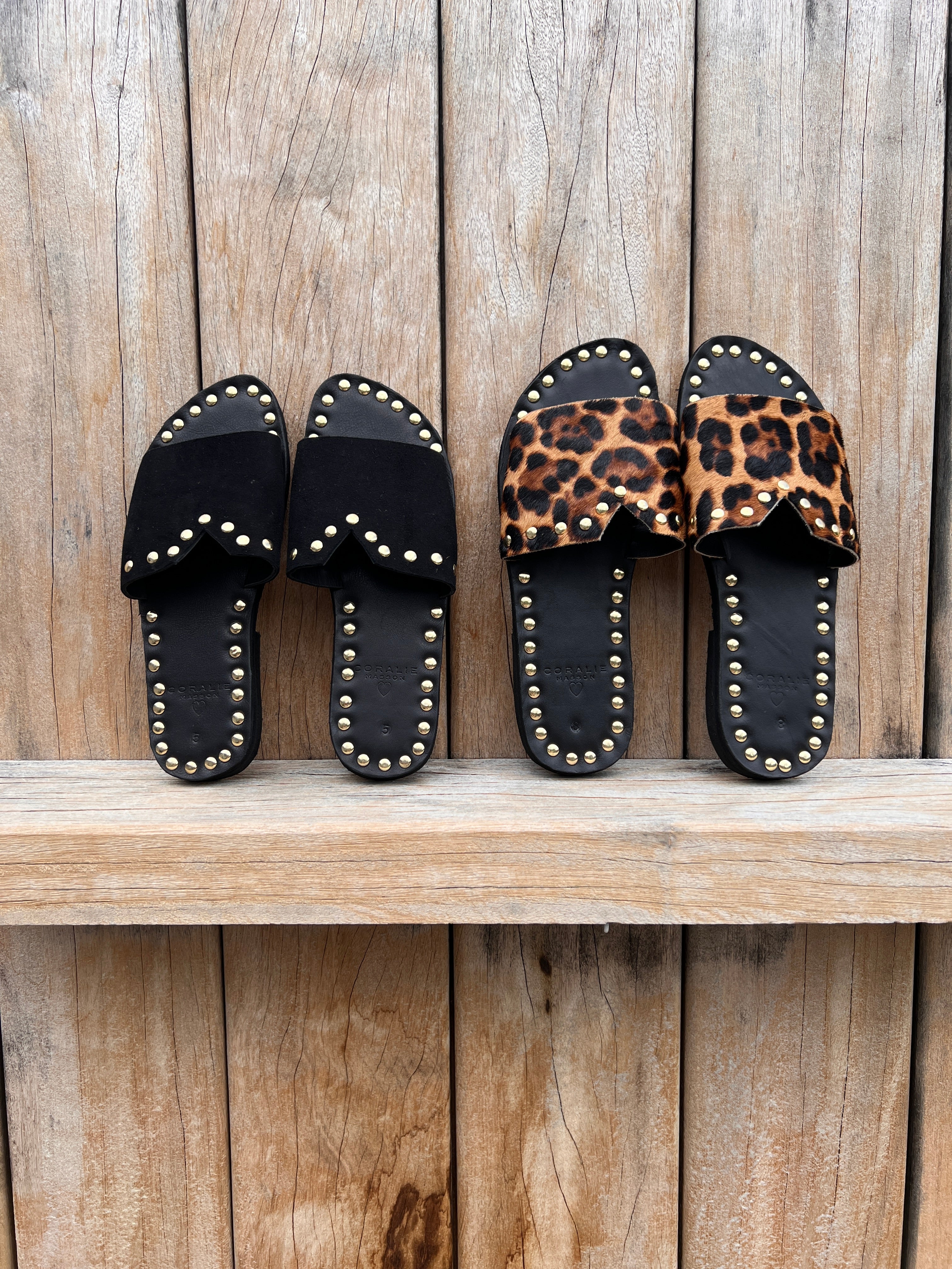 Coralie Masson Makila sandales cuir léopard talon 2 cm