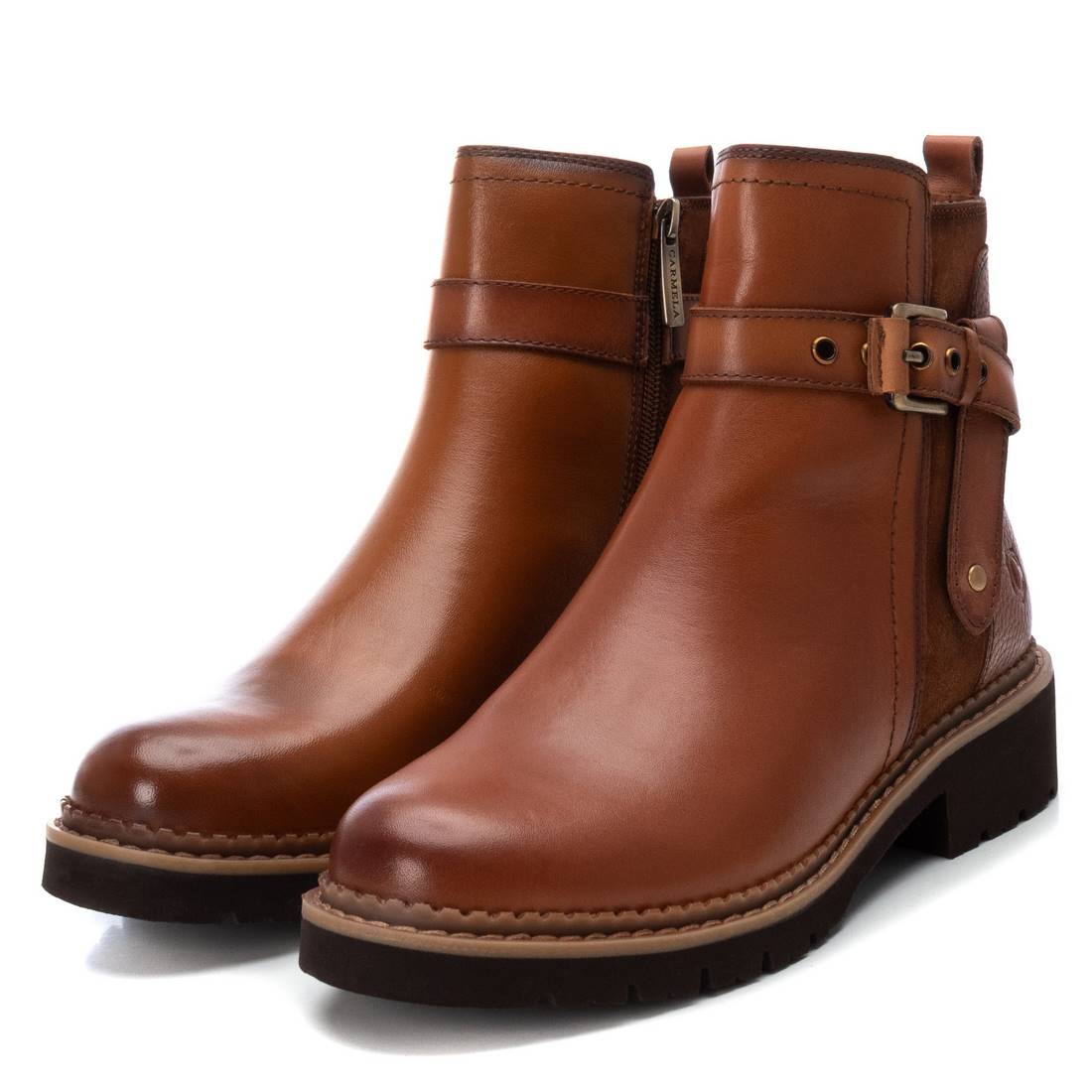 Carmela 16097602 bottines femme marron cuir zip plat