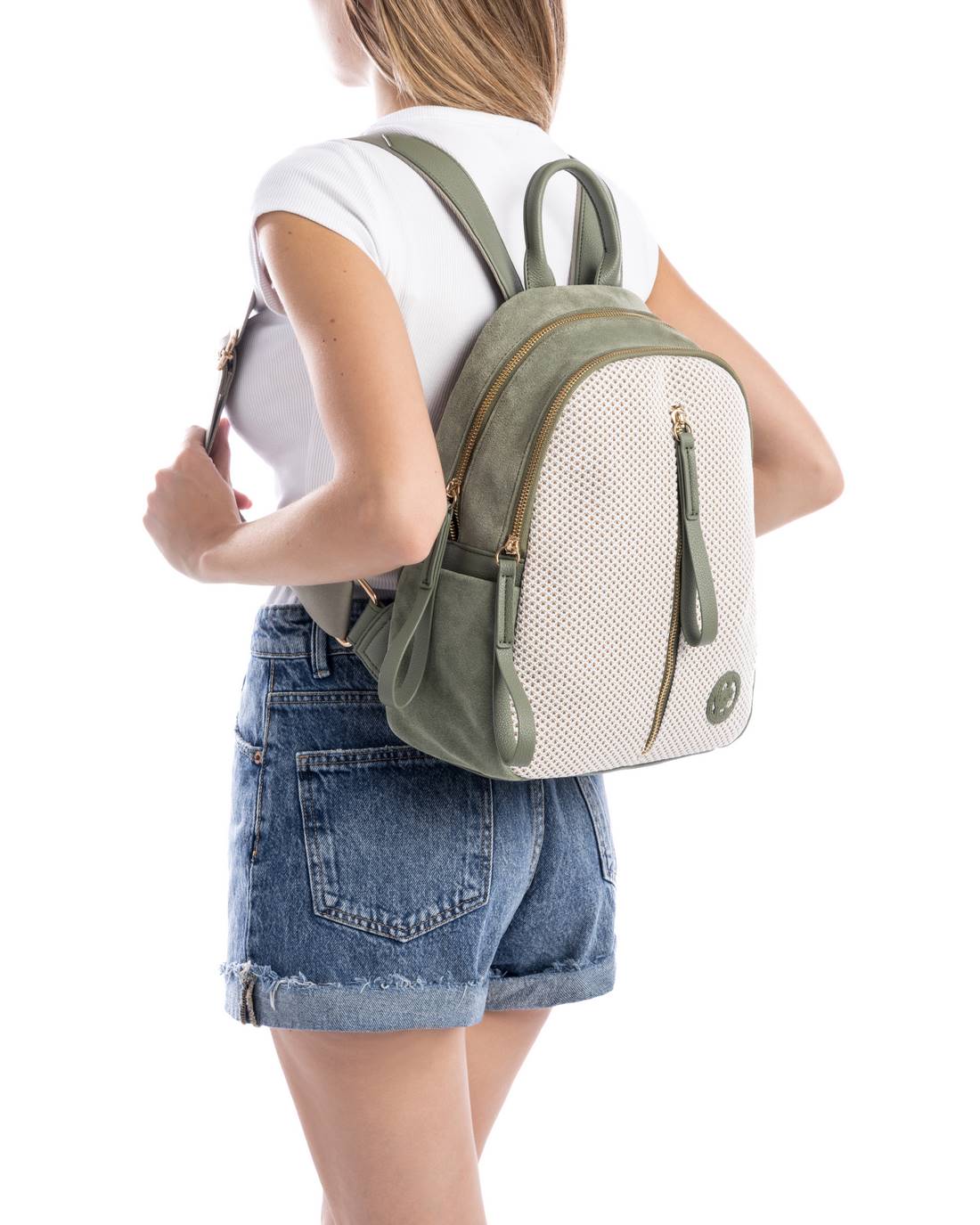 Carmela 18615103 sac à dos femme cuir kaki 31 cm